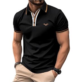 SOLY HUX Men's Casual Golf Shirts Classic Short Sleeve T Shirt Button Collar Work Office Tops