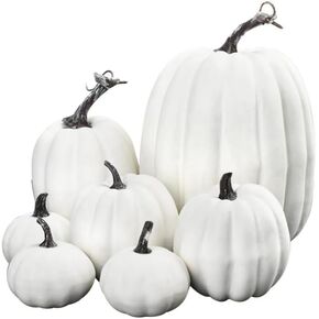 WESAPPINC Fall Decorations for Home Artificial Fake Pumpkins Thanksgiving Pumpkins Set Lifelike Wedding Tables Centerpieces Halloween Home Decoration (7PCS Light Blue Pumpkins)