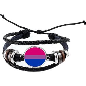 Gxoloa Bisexual Pride Bracelet, Bisexual Bangle, Bisexual Jewelry, Bisexual Gifts, Bisexual Pride Flag, Bi Pride Pink Purple Blue Bangle Bi Flag,N185, Silver,Bronze, 20mm