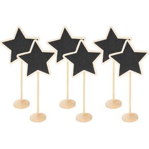 PATIKIL Mini Chalkboard Signs, 6Pcs Small Chalkboard with Easel Stand Wooden Star Shape for Food Labels Party Weddings Message Board Signs Event Decorations, Black (7.5"x3.3")