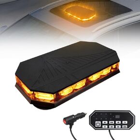 102LED Roof Top Strobe Lights w/Controller Magnetic Emergency Warning Flashing Plow Light bridge Motif Strobe Lights for Trucks Snowplow Construction Vehicles Postal Cars (Amber)