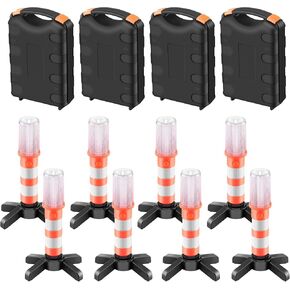 طقم مشاعل الطوارئ على جانب الطريق، ضوء تحذير من مشاعل السلامة القوية على الطريق، ضوء فائق السطوع، تنبيه منارة الطريق السريع، أضواء مضيئة للسيارات مع قاعدة مغناطيسية قابلة للفصل، حقيبة تخزين صلبة للسيارة، 4 مجموعات in Kuwait