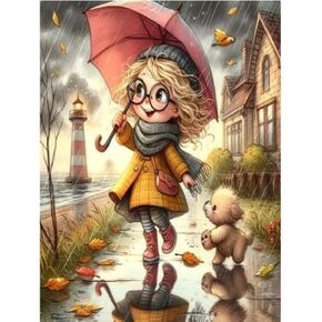 مجموعات الطلاء الماسي 5D من كليندو للبالغين والمبتدئين، لوحة فنية ماسية للفتيات والكلب مع الماس المستدير، مجموعة طلاء الأحجار الكريمة DIY لديكور الحائط المنزلي (11.8 × 15.7 بوصة) in Kuwait