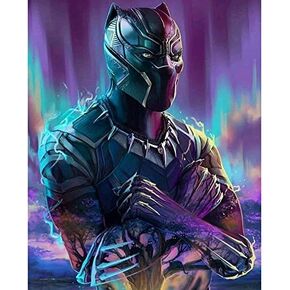 DIY 5D Diamond Painting Kits for Kids & Adults, Full Drill Crystal Rhinestone Painting by Number Kits with The Theme of Marvel Black Panther（11.8X15.75 Inch）