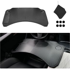 Foldable Tray for TES la Model 3 Model Y Accessories, Steering Wheel Table Desk for Laptop Working Food Dine Eating Lunch Travel with Storage Bag(Carbon Fiber)