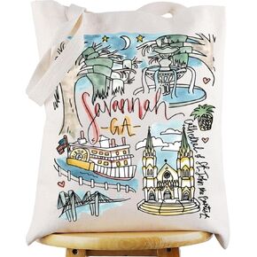 WZMPA Savannah Georgia Travel Tote Bag Savannah Souvenir Gift Savannah Trip Shoulder Bag Savannah Forsyth Park Merchandise