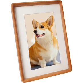 8x10 Picture Frame Wood with Mat, Natural Solid Teak Wooden Photo Frames with Tempered Glass for Hanging or Tabletop Displaying Horizontally or Vertically