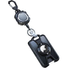 LIUGX Airtag Badge Holder with Retractable Keychain, Heavy Duty Airtag Holder/Case, Durable ID Card Holder (Holds 4 Cards), with 31.5" Retractable Badge Reel Key Chain, 10,000+ Rebound, 8oz