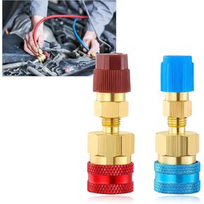 2 Sets R1234YF Quick Couplers Kit, R1234YF to R134A Hose Fitting Connector Conversion Kit, High/Low Side Quick Coupler Adapter for Air Conditioning System, Car Accessories
