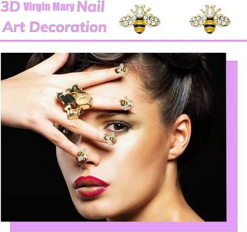 20pcs 3D Golden Bee Nail Art Charms Set for Cute Golden Bee Nails Crystal Chrome Y2K Acrylic Nail Art Supplies Accessories DIY Nail Decoration Gift in Saudi Arabia