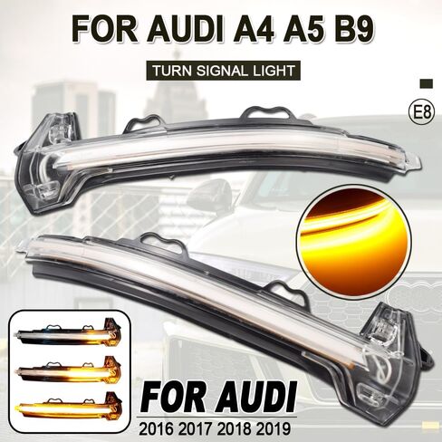 Hacreyatu Dynamic LED Turn Signal Side Mirror Lights Indicator Blinker For Audi A4 A5 B9 S4 S5 RS5 2017 2018 2019 (Yellow) in Kuwait