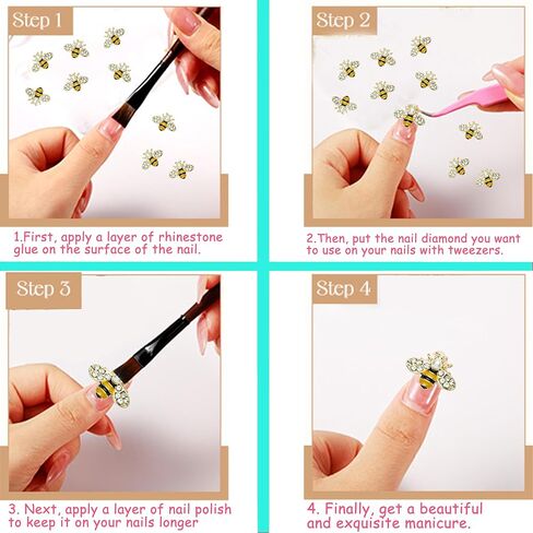 20pcs 3D Golden Bee Nail Art Charms Set for Cute Golden Bee Nails Crystal Chrome Y2K Acrylic Nail Art Supplies Accessories DIY Nail Decoration Gift in Saudi Arabia