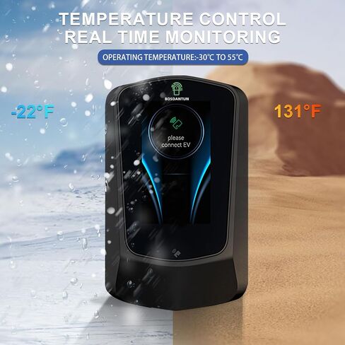 240V 11kw 48a wallbox Indoor/Outdoor ev Charger 7in LCD Display Home ev Charging Station，25ft Cable J1772 car Connector with WiFi Bluetooth 2 RFID Cards in Saudi Arabia