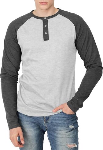 H2H Mens Casual Slim Fit T-Shirts Henley Shirts Raglan Long & 3/4 Sleeve Jersey Baseball T Shirts in Kuwait