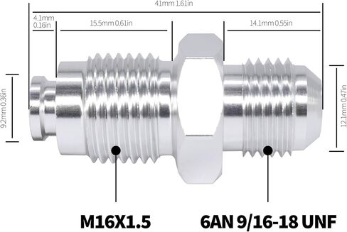 6AN Male Flare to M16x1.5 O Ring Seal Power Steering Adapter Fitting Thread Connector F06ANPSM1615 Aluminum in Saudi Arabia