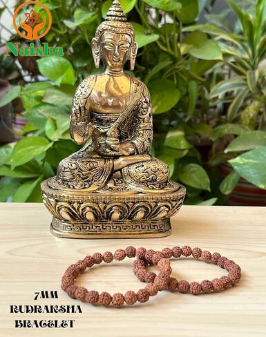 NAISHA Rudraksha Stretchable Bracelet Rudraksha 5 mukhi Paanch mukhi 5 face Bracelet for Meditation Yoga 8 mm Size in Saudi Arabia