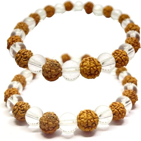 NAISHA Rudraksha Stretchable Bracelet Rudraksha 5 mukhi Paanch mukhi 5 face Bracelet for Meditation Yoga 8 mm Size in Saudi Arabia