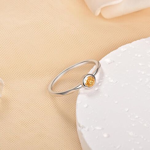925 Sterling Silver Birthstone Stackable Rings for Women Simple Dainty Promise Finger Ring Mother Daughter Grandma Family Ring Jewelry Gifts for Her in Kuwait