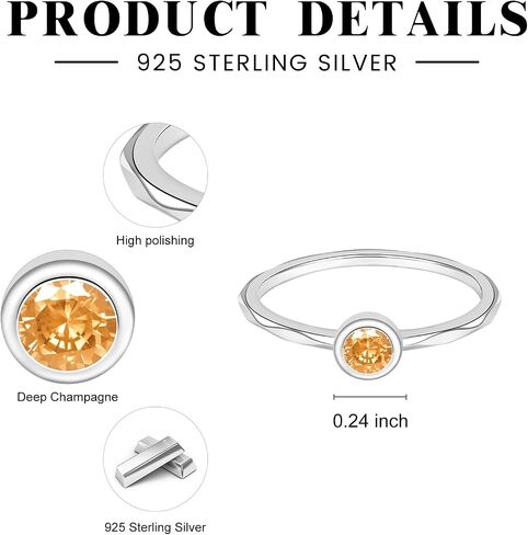 925 Sterling Silver Birthstone Stackable Rings for Women Simple Dainty Promise Finger Ring Mother Daughter Grandma Family Ring Jewelry Gifts for Her in Kuwait