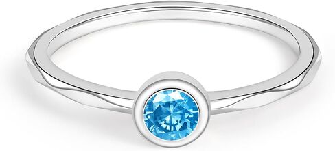 925 Sterling Silver Birthstone Stackable Rings for Women Simple Dainty Promise Finger Ring Mother Daughter Grandma Family Ring Jewelry Gifts for Her in Kuwait