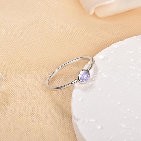 925 Sterling Silver Birthstone Stackable Rings for Women Simple Dainty Promise Finger Ring Mother Daughter Grandma Family Ring Jewelry Gifts for Her in Kuwait