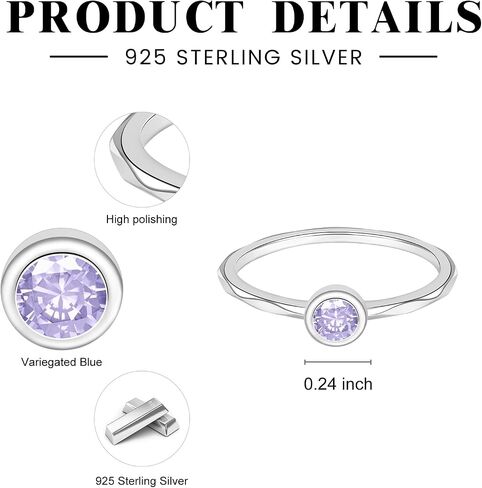 925 Sterling Silver Birthstone Stackable Rings for Women Simple Dainty Promise Finger Ring Mother Daughter Grandma Family Ring Jewelry Gifts for Her in Kuwait