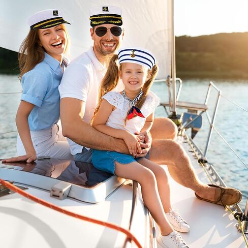 Yacht Captain Hat Costume Accessories Set Cosplay Boat Skipper Cap Sailor Hat Scarf Sunglasses Anchor Brooch in Saudi Arabia