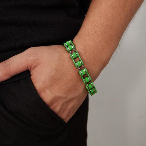 LAFATINA Bike Chain Bracelets for Men Fathers Day Stainless Steel Masculine Bicycle Bike Chain Bangle Wristband in Kuwait