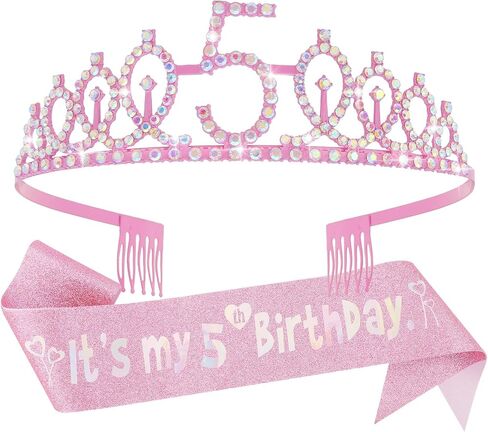 Canitor Birthday Decorations for Girls Birthday Girl Crown Tiara Sash Set Birthday Headband Gift in Kuwait