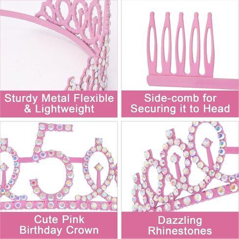 Canitor Birthday Decorations for Girls Birthday Girl Crown Tiara Sash Set Birthday Headband Gift in Kuwait