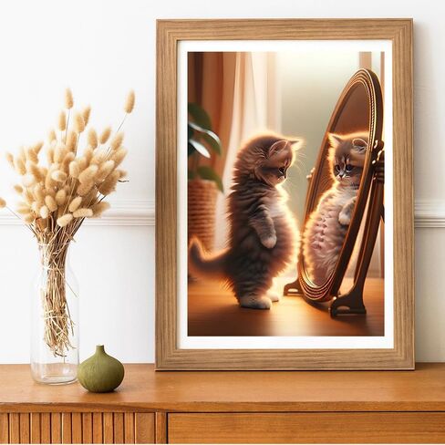 Cat Diamond Painting Kits, Cute Cat Diamond Painting Kits for Adults,DIY Diamond Painting Diamond Art,Round Full Drill Diamond Art Kits for Home Decor Gift-12x16in in Saudi Arabia