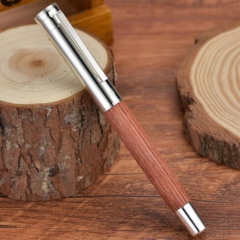 Hongdian 1866 Fountain Pen, Iridium Extra Fine Soft Nib Chinese Knot Carving, Retro Design Bubinga Wood Pen Barrel with Metal Box Set in Saudi Arabia