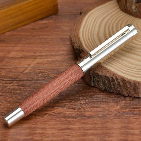 Hongdian 1866 Fountain Pen, Iridium Extra Fine Soft Nib Chinese Knot Carving, Retro Design Bubinga Wood Pen Barrel with Metal Box Set in Saudi Arabia