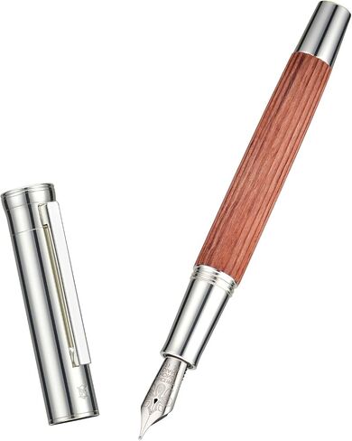 Hongdian 1866 Fountain Pen, Iridium Extra Fine Soft Nib Chinese Knot Carving, Retro Design Bubinga Wood Pen Barrel with Metal Box Set in Saudi Arabia