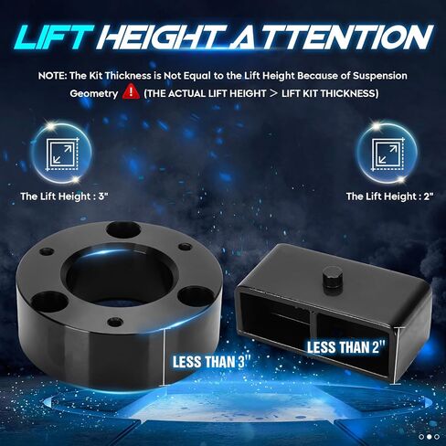 3" Front & 2" Rear Leveling Lift Kit Compatible with 2007-2020 Chevy Silverado 1500, 3in Front Strut Suspension Lift Spacers + 2in Rear Lift Block Kit for GMC Sierra 1500 in Saudi Arabia