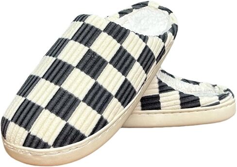 Checkered Slippers Womens Mens Casual Plaid Shoes Cartoon Plush Indoor Outdoor Slipper Winter House Slippers Cozy Furry Slippers in Saudi Arabia