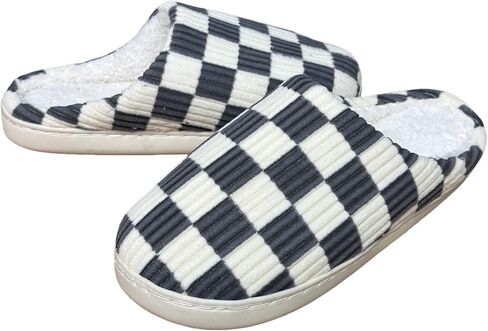 Checkered Slippers Womens Mens Casual Plaid Shoes Cartoon Plush Indoor Outdoor Slipper Winter House Slippers Cozy Furry Slippers in Saudi Arabia