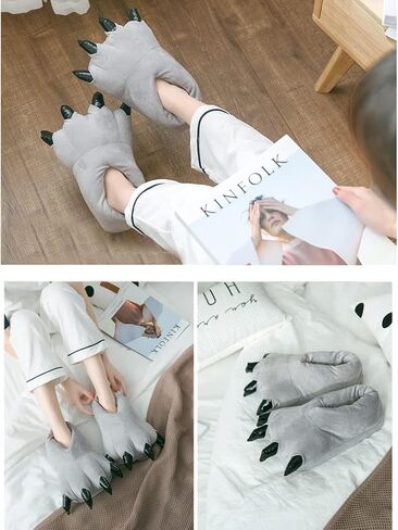 Dinosaur Slipper Plush Animal Claw Shoes for Adult Kid Halloween Costume Slippers Cute Tricky Paw Footwear Cosplay Party Prop in Saudi Arabia