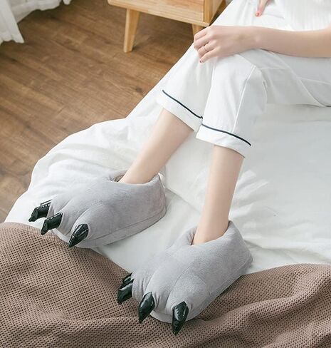 Dinosaur Slipper Plush Animal Claw Shoes for Adult Kid Halloween Costume Slippers Cute Tricky Paw Footwear Cosplay Party Prop in Saudi Arabia