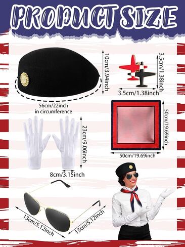 6 Pcs Women Flight Attendant Costume Accessories Stewardess Outfits Stockings Hat Sunglasses Scarf Gloves Pin in Saudi Arabia
