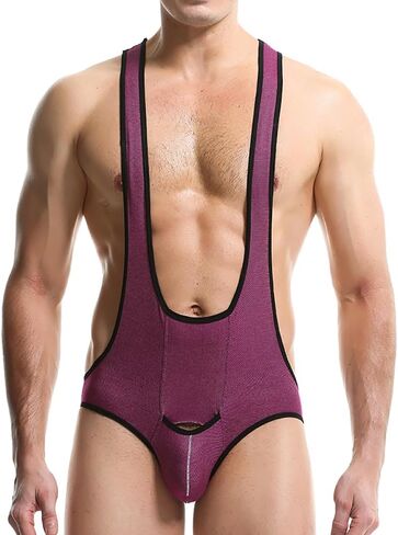 Mens Bodysuits Jockstrap Breathable Wrestling Singlet Jumpsuit Thong G-string Underwear Leotard in Kuwait