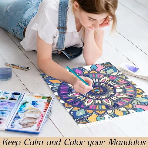 كتب تلوين ماندالا للنساء البالغات للاسترخاء والصفحة الحلزونية المطبوعة على جانب واحد من الهدايا والفنون والحرف اليدوية للنساء للاسترخاء والقلق والاكتئاب 24 صفحة تلوين ملونة - جمال ماندالا in Kuwait