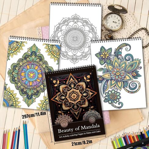 كتب تلوين ماندالا للنساء البالغات للاسترخاء والصفحة الحلزونية المطبوعة على جانب واحد من الهدايا والفنون والحرف اليدوية للنساء للاسترخاء والقلق والاكتئاب 24 صفحة تلوين ملونة - جمال ماندالا in Kuwait