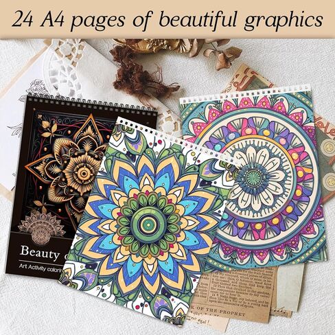 كتب تلوين ماندالا للنساء البالغات للاسترخاء والصفحة الحلزونية المطبوعة على جانب واحد من الهدايا والفنون والحرف اليدوية للنساء للاسترخاء والقلق والاكتئاب 24 صفحة تلوين ملونة - جمال ماندالا in Kuwait