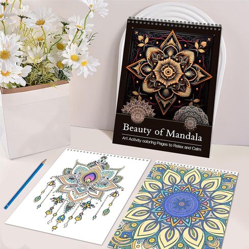 كتب تلوين ماندالا للنساء البالغات للاسترخاء والصفحة الحلزونية المطبوعة على جانب واحد من الهدايا والفنون والحرف اليدوية للنساء للاسترخاء والقلق والاكتئاب 24 صفحة تلوين ملونة - جمال ماندالا in Kuwait