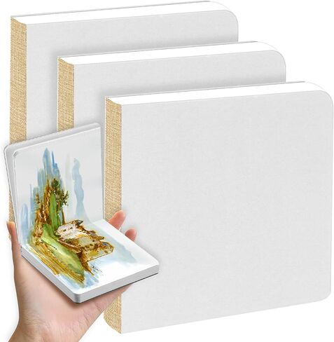 3 Pack Mini Watercolor Sketchbook 3.9x3.9 Inch Portable Small Watercolor Notebook 30 Sheets 300gsm Tearable Watercolor Paper for Sketches Painting, Natural White in Kuwait