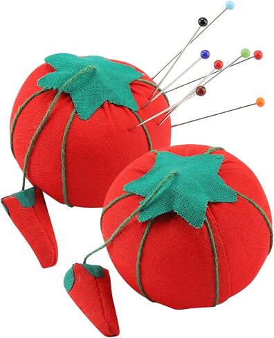 2Pcs/Set Pin Cushion Needle Pincushion Pin Cute Tomato Ball Shape Needle Tomato Pin Cushion Holder Tomato Emery Wrist Pin Cushions Sewing Pin Cushion for Sewing Needlework Accessory in Saudi Arabia