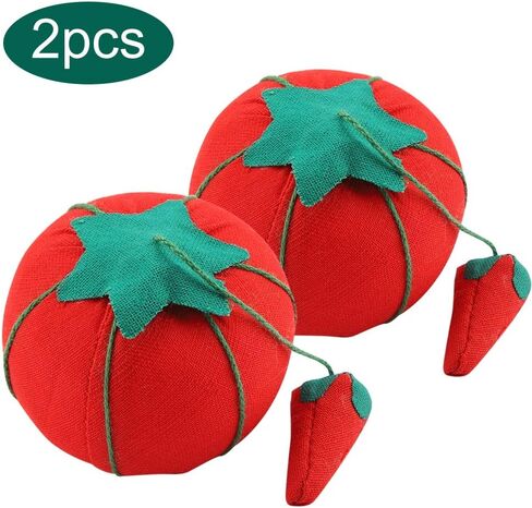 2Pcs/Set Pin Cushion Needle Pincushion Pin Cute Tomato Ball Shape Needle Tomato Pin Cushion Holder Tomato Emery Wrist Pin Cushions Sewing Pin Cushion for Sewing Needlework Accessory in Saudi Arabia