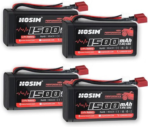 Hosim 4PCS 7.4V 1500mAh 15C Lipo Battery RC Lipo Batteries RC Car Remote Control Car Truck RC Boat Battery in Saudi Arabia