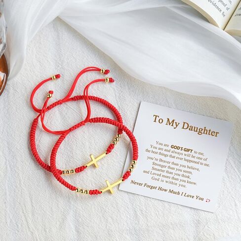 Tarsus Christian Gifts for Women Daughter Gold Cross Red Bracelet, Religious Jewelry Red Protection Christmas Birthday Valentines Gifts for Women Daughter Girls in Saudi Arabia